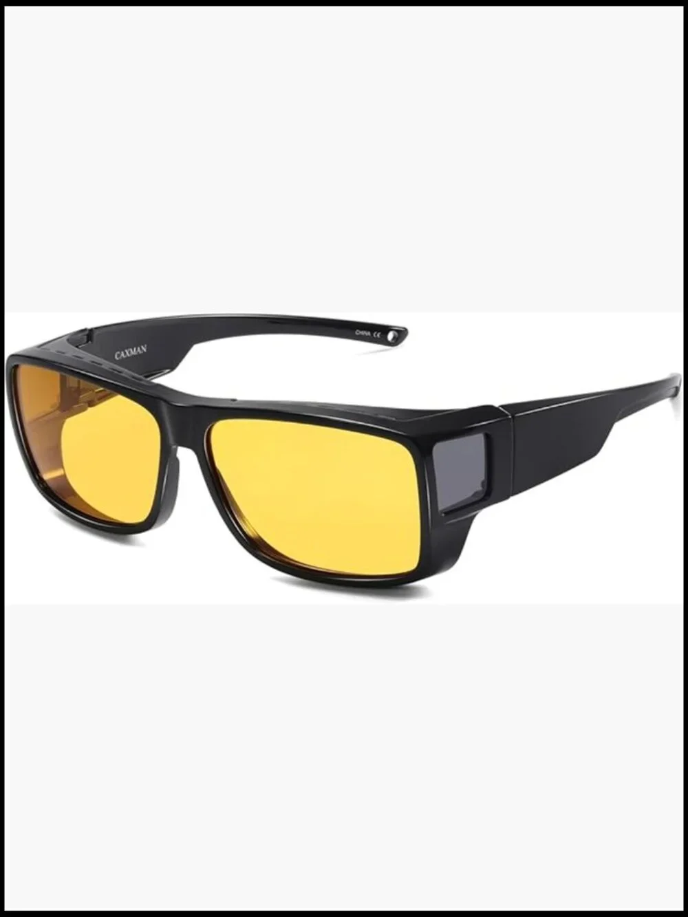 Night Driving Glasses HD Polarized Anti Glare Yellow Tint Wrap Around Fit Over
